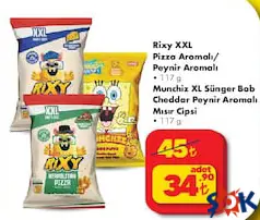RİXY XXL PİZZA/PEYNİR AROMALI MISIR CİPSİ 117 G fiyat ve kampanya bilgisi